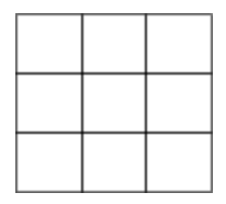A 3 by 3 blank grid.