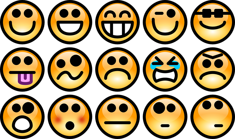 A grid-style image of different emojis representing a range of emotions.