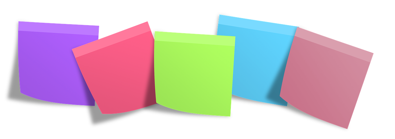 Image of a variety of colourful post-it notes.