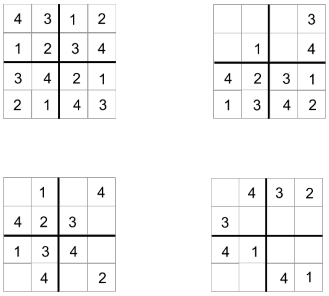 Sudoku 4x4 online activity