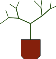 Plant with two branches, splitting off into two branches each.