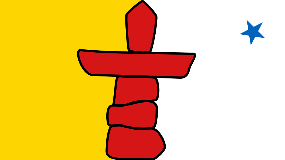 Inuksuk shown on the Flag of Nunavut