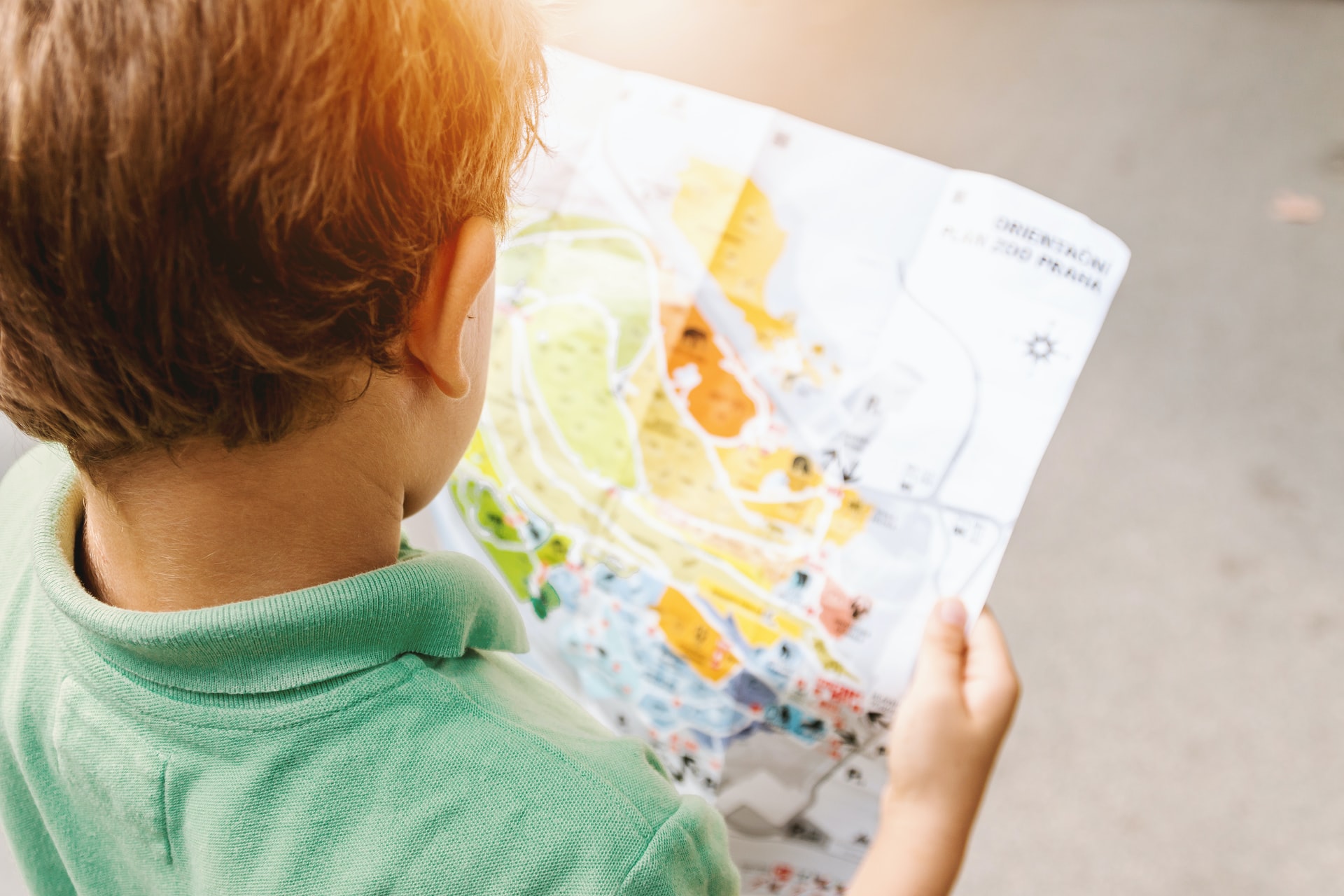 Child looking at a map