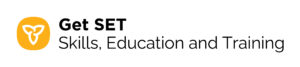Government of Ontario logo and word mark saying "Get SET" (Get Skills, Education and Training)