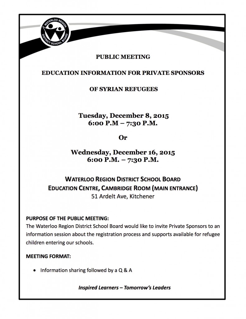 Notice of Public Meeting - Private Sponsers